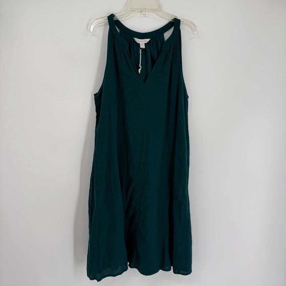 Garnet Hill Dress Womens Size Small Green Gauze Sleeveless Shift Casual Basic - Picture 10 of 10